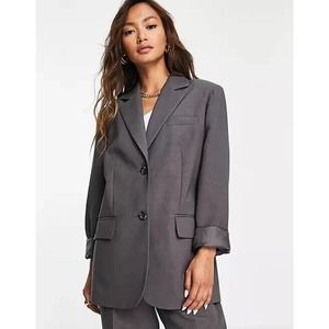 Asos Design Masculine Suit Blazer In Charcoal Gray Size 8 Oversized Notch Collar